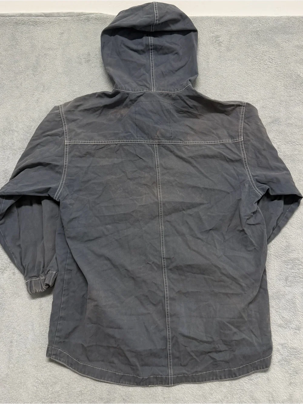 Vtg Gray Faded Hooded Jacket Gorpcore Workwear Utility Zip Russia Made Men’s L